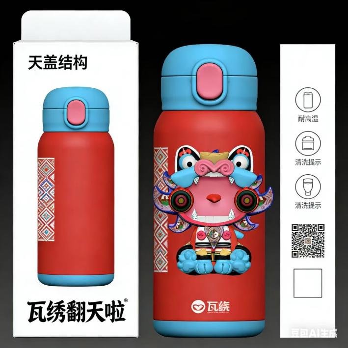 瓦绣翻天啦保温杯