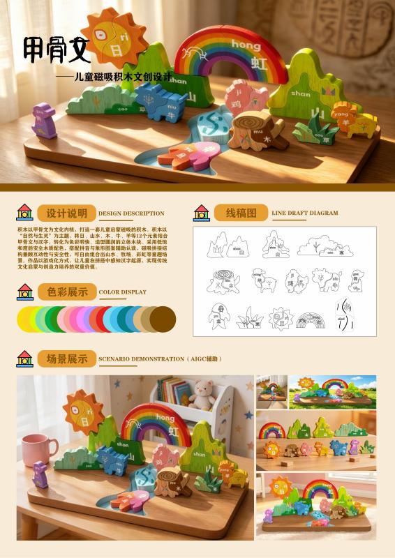 甲骨文儿童磁吸积木设计展板